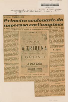 Primeiro centenario da imprensa em Campinas