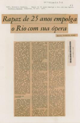 Rapaz de 25 anos empolga o Rio com sua ópera