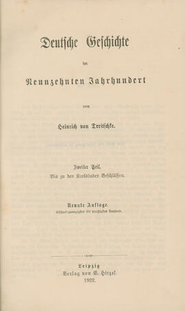 Deutsche Geschichte im Neunzehnten Jahrhundert – Zweiter Teil