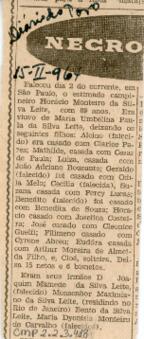 [Obituário de Horácio Monteiro da Silva Leite]