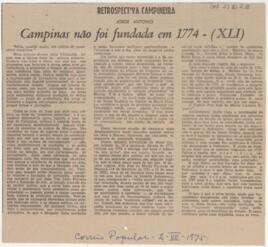 Campinas não foi fundada em 1774 (XLI)