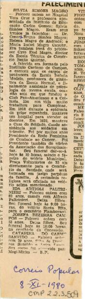 [Obituário de Silvia Simões Magro]