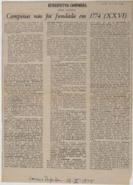 Campinas não foi fundada em 1774 (XXVI)