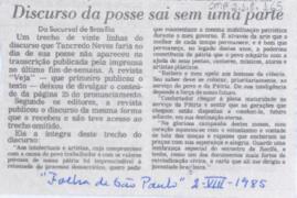 Discurso da posse sai sem uma parte