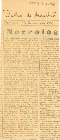 [Obituário de Victoria Pinto de Almeida Lima]