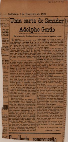 Uma carta do Senador Adolpho Gordo