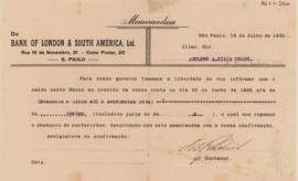 [Memorandum do Bank of London & South América Ltda]