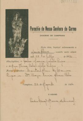 [Certificado de batismo]