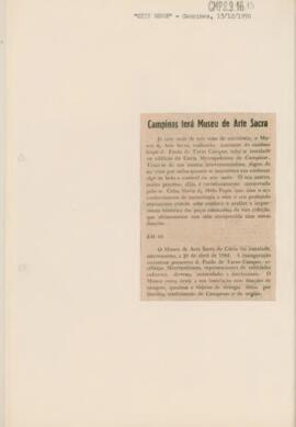 Campinas terá Museu de Arte Sacra
