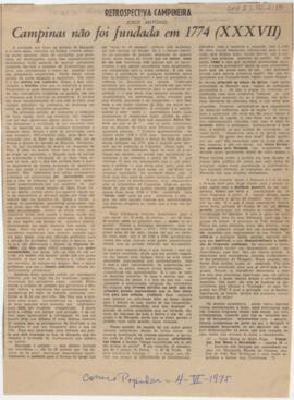 Campinas não foi fundada em 1774 (XXXVII)