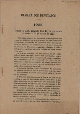 Discurso do Exm. Deputado Celso Bayma pronunciado na sessão de 22 de outubro de 1925