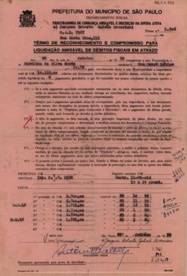 Têrmo de reconhecimento e compromisso para liquidação amigável de débitos fiscais em atrazo