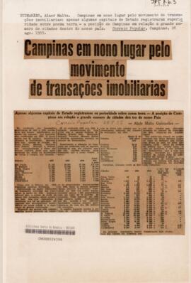 Campinas em nono lugar pelo movimento de transações imboliarias*