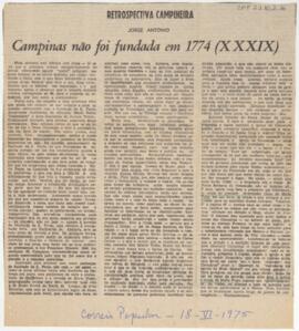 Campinas não foi fundada em 1774 (XXXIX)