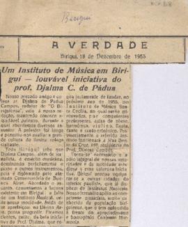 Um Instituto de Música em Birigui – louvável iniciativa do prof. Djalma C. de Pádua