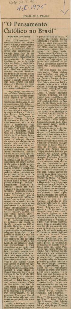 "O Pensamento Católico no Brasil"