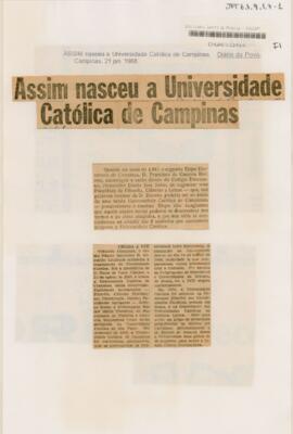 Assim nasceu a Universidade Católica de Campinas