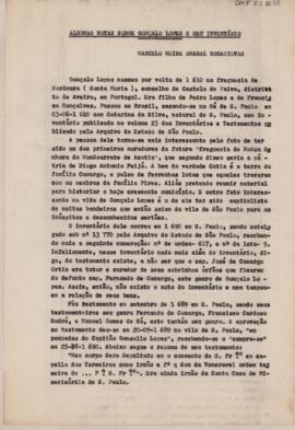 Algumas notas sobre Gonçalves Lopes e seu inventário