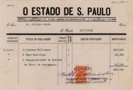 [Coletânea de recibos de O Estado de S. Paulo]