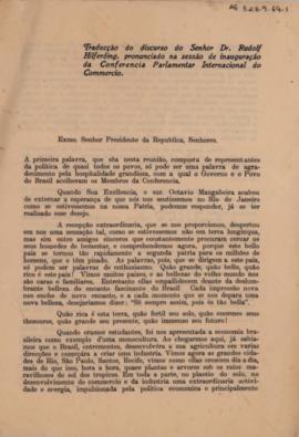 Tradução do discurso do senhor dr. Rudolf Hilferding
