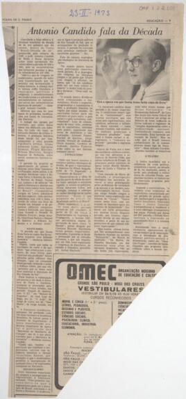 Antonio Candido fala da Década