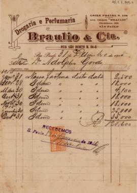 [Coletânea de recibos da Drogaria e Perfumaria Braulio & Cia.]