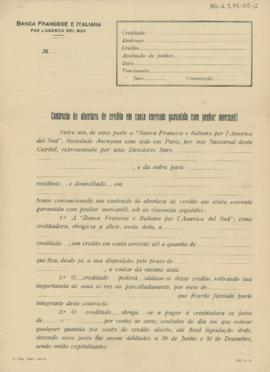 Contracto de abertura de credito em conta corrente garantida com penhor mercantil
