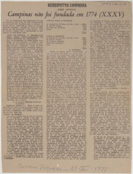 Campinas não foi fundada em 1774 (XXXV)