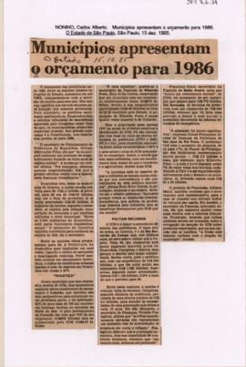 Municípios apresentam o orçamento para 1986