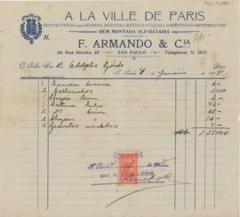 [Coletânea de recibos de A la Ville de Paris]