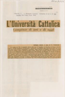 L’Università Catolica: Campinas di ieri e di oggi