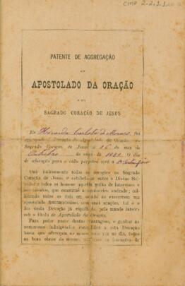 Patente de Aggregação ao Apostolado da Oração e do Sagrado Coração de Jesus