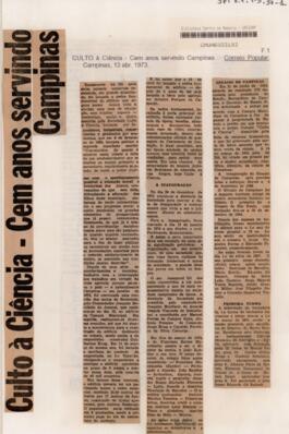 Culto à Ciência – 100 anos servindo Campinas